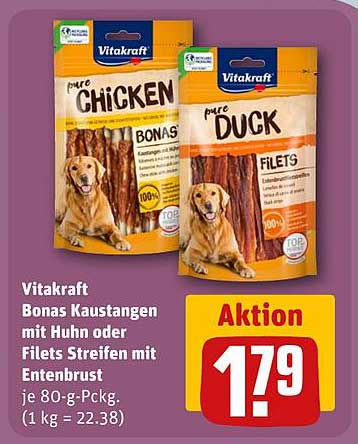 Vitakraft Bonas Kaustangen mit Huhn oder Filets Streifen mit Entenbrust, je 80-g-Pckg.