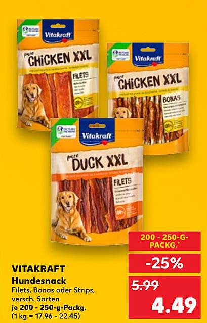 VITAKRAFT Hundesnack – pure CHICKEN XXL oder DUCK XXL