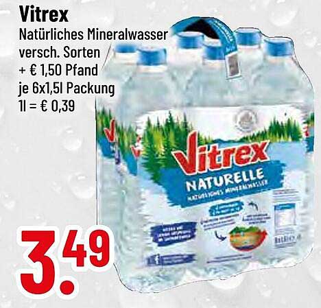 Vitrex Natürliches Mineralwasser 6x1,5l