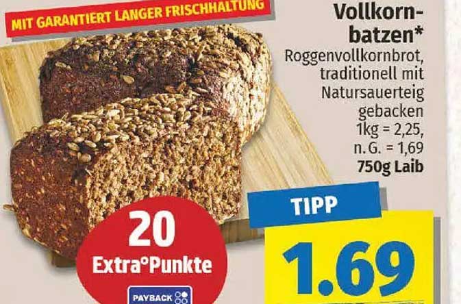 Vollkornbatzen* Roggenvollkornbrot, traditionell mit Natursauerteig gebacken
