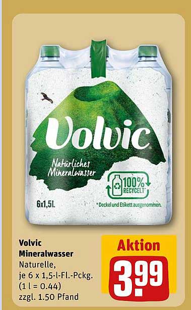 Volvic Mineralwasser Naturelle, je 6 x 1,5 l-Fl.-Pckg.