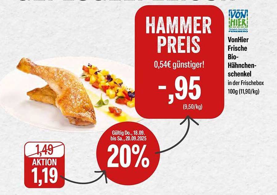 VonHier Frische Bio-Hähnchenschenkel in der Frischebox