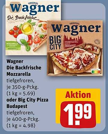 Wagner Die Backfrische Mozzarella oder Big City Pizza Budapest zum Aktionspreis