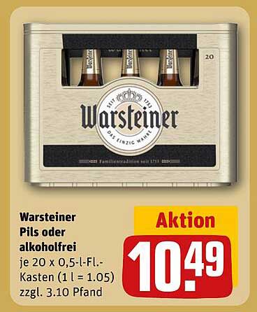Warsteiner Pils oder alkoholfrei - Aktion im REWE Kaufpark