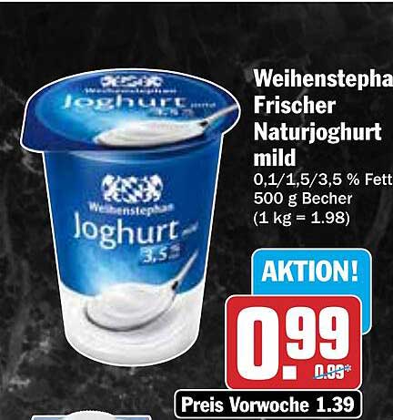 Weihenstephan Frischer Naturjoghurt mild 500 g