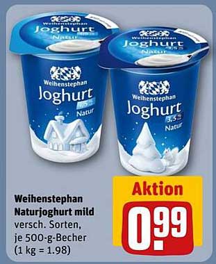 Weihenstephan Naturjoghurt mild, verschiedene Sorten, je 500-g-Becher