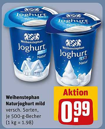Weihenstephan Naturjoghurt mild, verschiedene Sorten, je 500-g-Becher