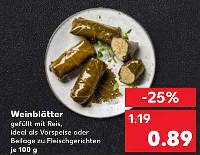 Weinblätter gefüllt mit Reis, ideal als Vorspeise oder Beilage zu Fleischgerichten