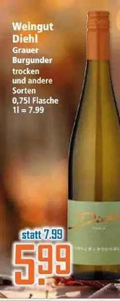 Weingut Diehl Grauer Burgunder trocken 0,75l Flasche