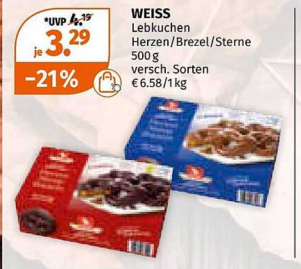 WEISS Lebkuchen Herzen/Brezel/Sterne 500 g