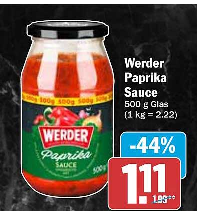 Werder Paprika Sauce 500 g Glas