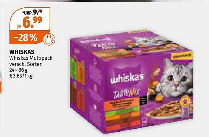 WHISKAS Multipack verschiedene Sorten 24 x 86 g