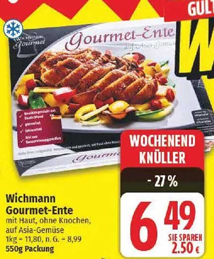 Wichmann Gourmet-Ente mit Haut, ohne Knochen, auf Asia-Gemüse