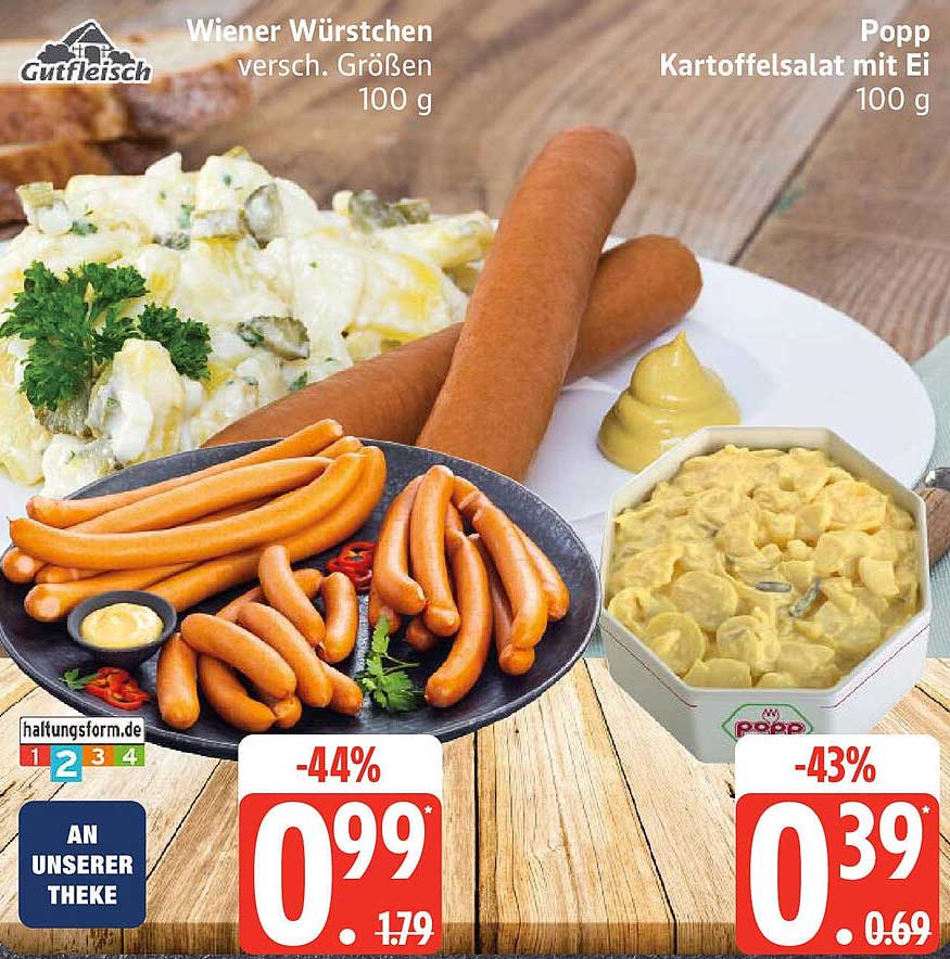 Wiener Würstchen und Popp Kartoffelsalat mit Ei