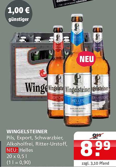 WINGELSTEINER Biermix – Pils, Export, Schwarzbier, alkoholfrei, Ritter-Urstoff, Helles