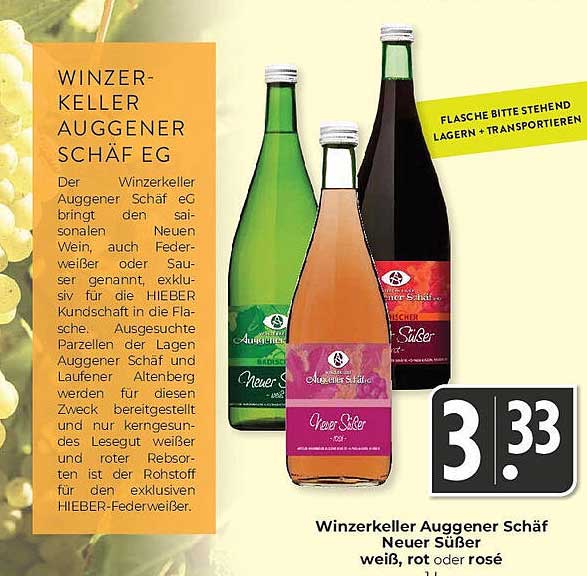 Winzerkeller Auggener Schäf Neuer Süßer - weiß, rot oder rosé