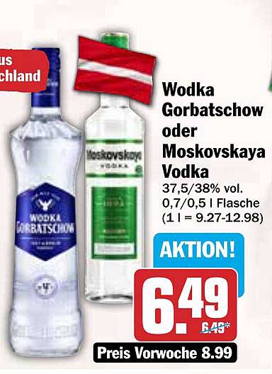 Wodka Gorbatchow oder Moskovskaya Vodka