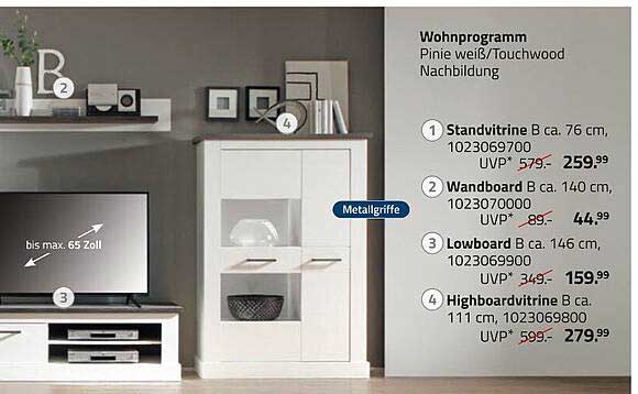 Wohnprogramm Pinie weiß / Touchwood Nachbildung