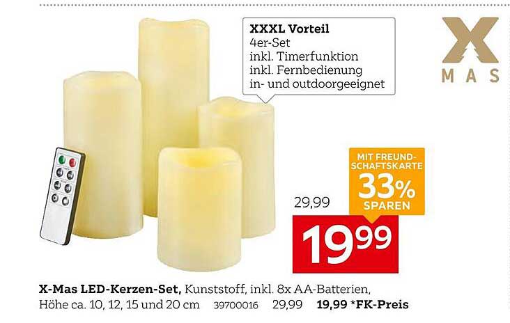 X-Mas LED-Kerzen-Set, Kunststoffe, inkl. 8x AA-Batterien