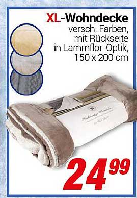 XL-Wohndecke - verschiedene Farben, mit Rückseite in Lammflor-Optik, 150 x 200 cm