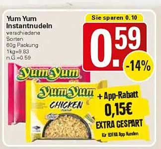 Yum Yum Instantnudeln - Verschiedene Sorten