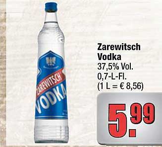 Zarewitsch Vodka 0,7-L-Flasche zum günstigen Preis