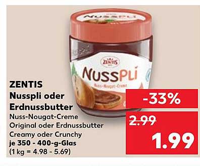 ZENTIS Nusspli oder Erdnussbutter