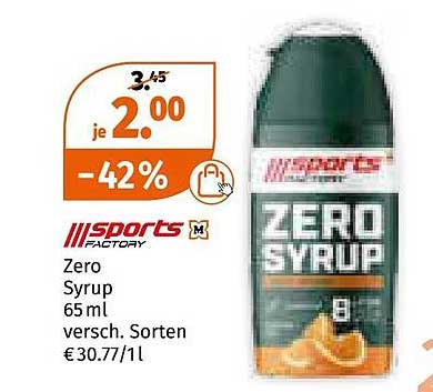 ZERO SYRUP 65 ml verschiedene Sorten zum Preis von 2,00 €