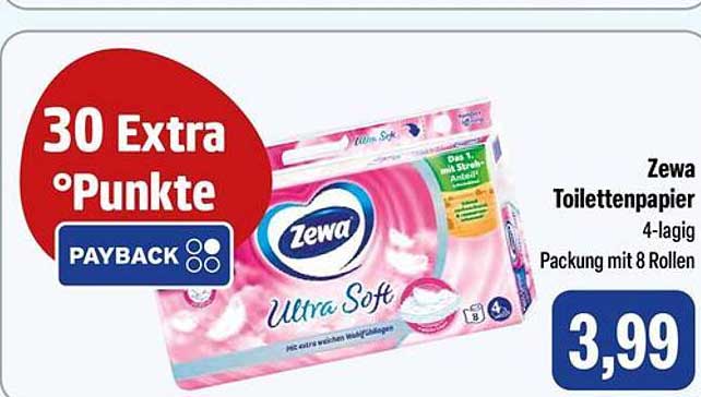 Zewa Toilettenpapier Ultra Soft 4-lagig Packung mit 8 Rollen