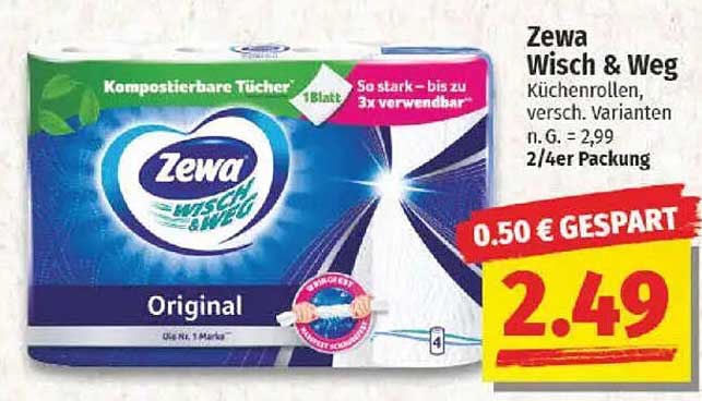 Zewa Wisch & Weg Küchenrollen, 2/4er Packung