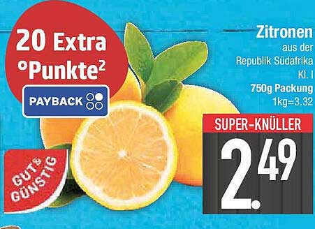 Zitronen aus der Republik Südafrika - 750g Packung