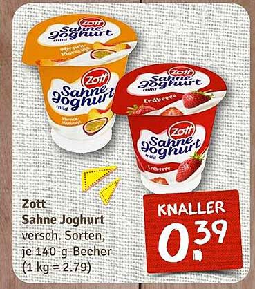 Zott Sahne Joghurt verschiedene Sorten, je 140-g-Becher