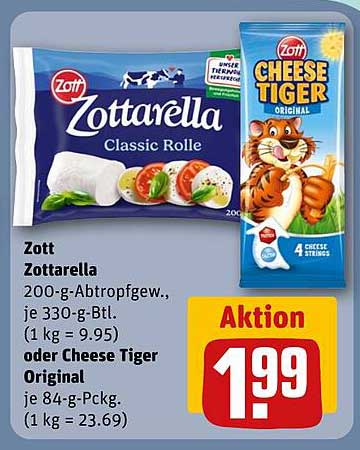 Zott Zottarella Classic Rolle oder Cheese Tiger Original