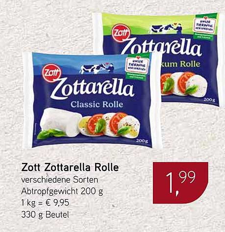 Zott Zottarella Rolle verschiedene Sorten 200 g