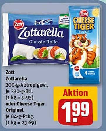 Zott Zottarella und Cheese Tiger Original – unwiderstehliche Angebote!