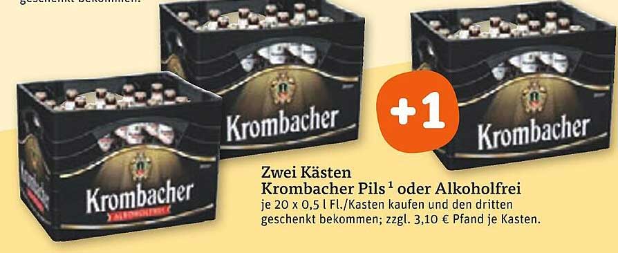 Zwei Kästen Krombacher Pils oder Alkoholfrei kaufen und einen dritten geschenkt bekommen!