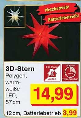 3D-Stern Polygon, warm-weiße LED, 57 cm