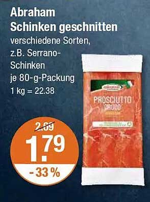 Abraham Schinken geschnitten - verschiedene Sorten, z.B. Serrano-Schinken