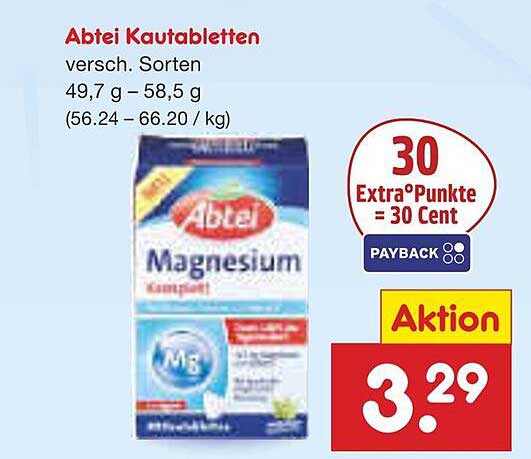 Abtei Kautabletten – Magnesium in verschiedenen Sorten