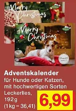 Adventskalender für Hunde oder Katzen, mit hochwertigen Sorten Leckerlies, 192 g