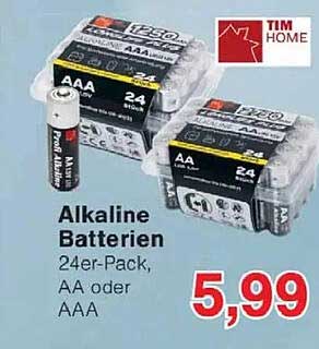 Alkaline Batterien 24er-Pack, AA oder AAA