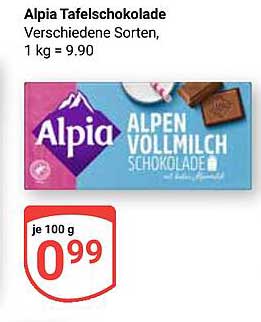 Alpia Tafelschokolade - Alpen Vollmilch Schokolade