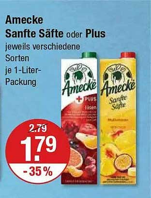 Amecke Sanfte Säfte oder Plus, jeweils verschiedene Sorten, je 1-Liter-Packung