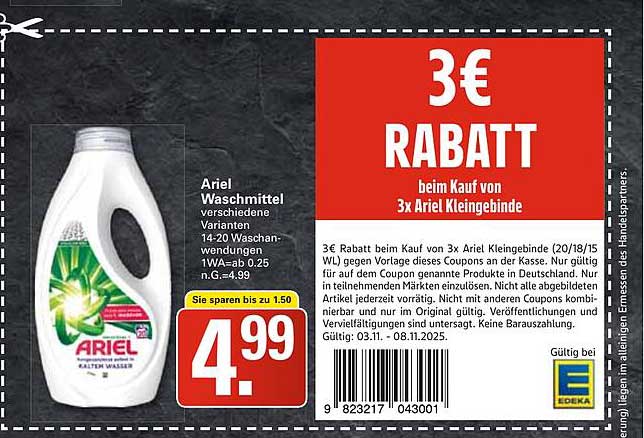 Ariel Waschmittel - Verschiedene Varianten (14-20 Waschladungen)