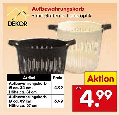 Aufbewahrungskorb mit Griffen in Lederoptik