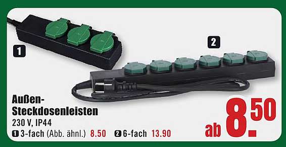 Außen-Steckdosenleisten 230 V, IP44