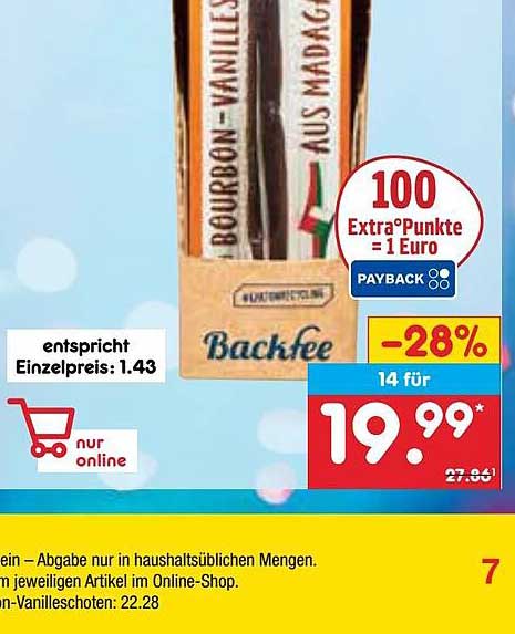 Backfee Bourbon-Vanilleschoten - 14 Stück für nur 19,99 €