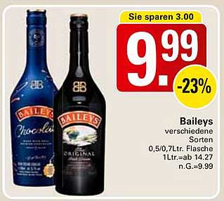 Baileys verschiedene Sorten 0,5/0,7L Flasche
