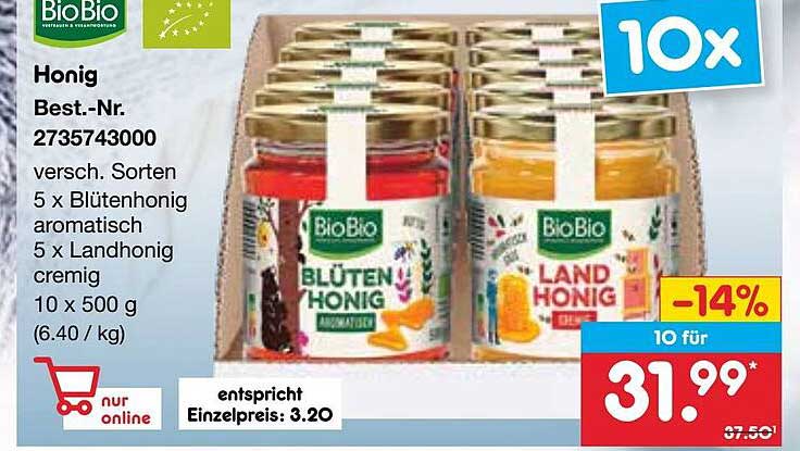 BioBio Honigset – 10 Gläser à 500 g