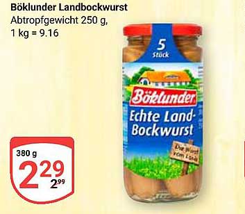 Böklunder Echte Land-Bockwurst – 380 g für nur 2,29 €